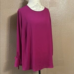 Ruffled Fushia 3/4 Sleeve Tunic   B11